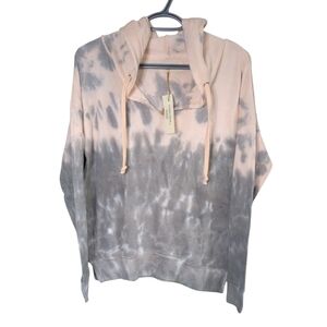 NWT Ocean Drive Women's Tie-Dye Hoodie‎ Sweater Gray/Pink Size Medium